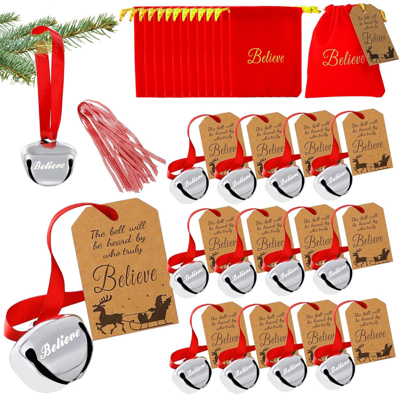 Christmas Believe Bell Ornaments, Polar Express Bell, Silver Sleigh Bell, Chri