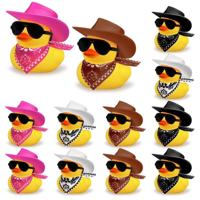 12 Pcs Cowboy Duck With Hat And Sunglasses Mini Duckies Toys For Birthday S