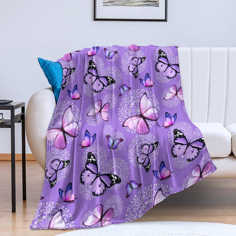 Butterfly Blanket Purple Butterflies Throw Blanket Ultra Soft Flannel Beautifu