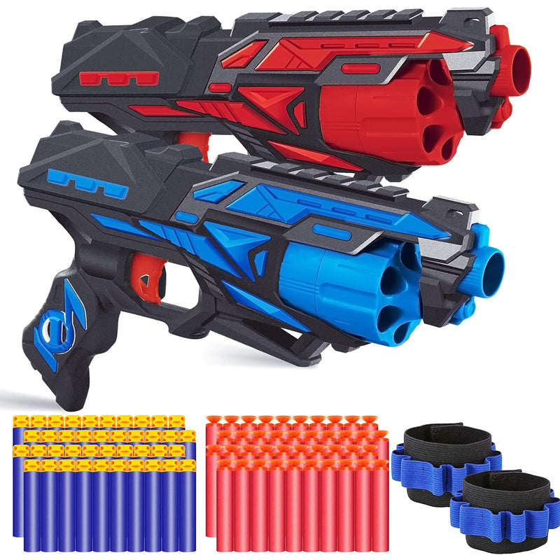 POKONBOY 2 Pack Blaster Toy Guns for Boys Fit for Nerf Guns Darts, 6-Dart R