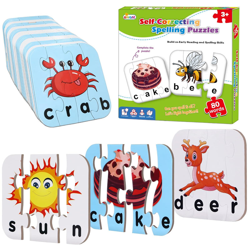 80 Words Self Correcting Spelling Puzzles, Double Sided Three And Four Lett