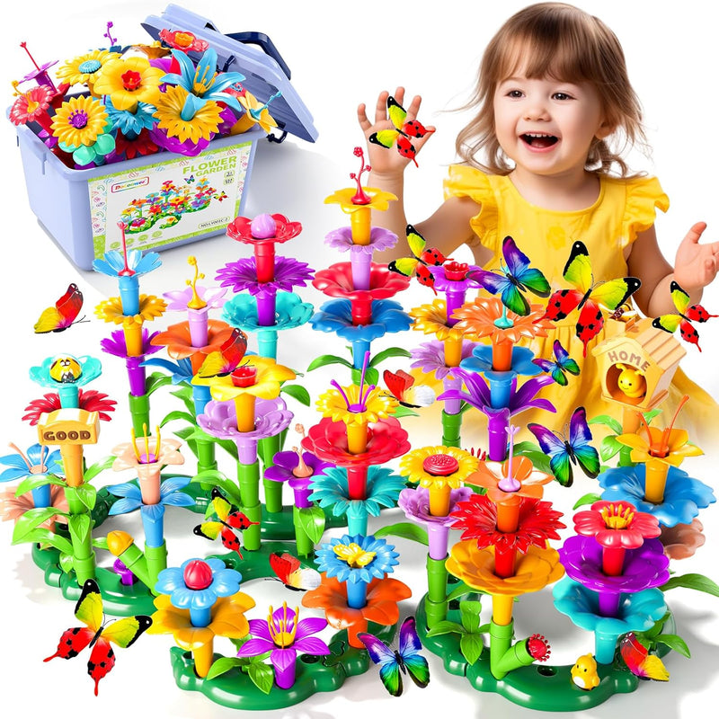 184Pcs Flower Garden Building Toys For Girls 3 4 5 6 7 Year Old, Upgrade Di