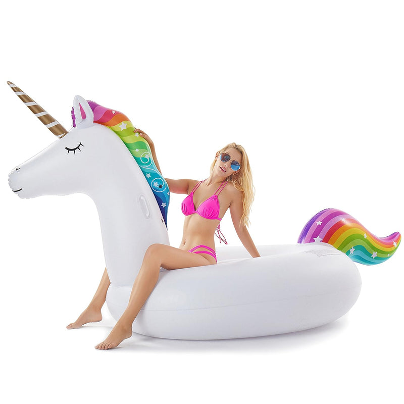 Jasonwell Giant Inflatable Unicorn Pool Float Floatie Ride On with Fast Val