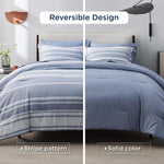 Bed In A Bag Full Size 7 Pieces, Blue White Striped Bedding Comforter Sets All Season Bed Set, 2 Pillow Shams, Flat Sheet, Fitted Sheet And 2 Pillowcases