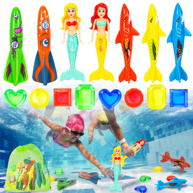 TOY Life 16Pcs Swimming Pool Dive Toys for Kids Swim Toys for Kids Practice