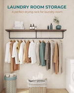 Clothes Rack, 65.7" Industrial Pipe Clothing Rack for Hanging Clothes, Wall Mounted Heavy Duty Space Saving Garment Rack for Closet Storage, Black, 3 Base