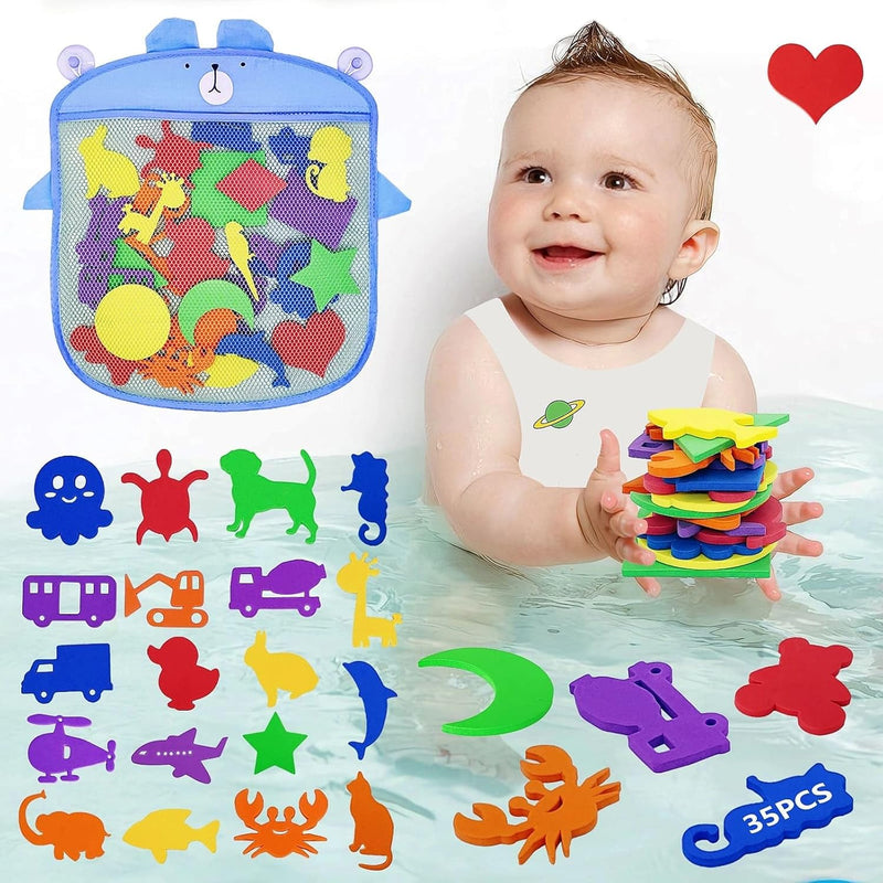 Foam Bath Toys Toddlers 1 3 Bathtub Toys With Storage Bag Mold Free Baby Ba