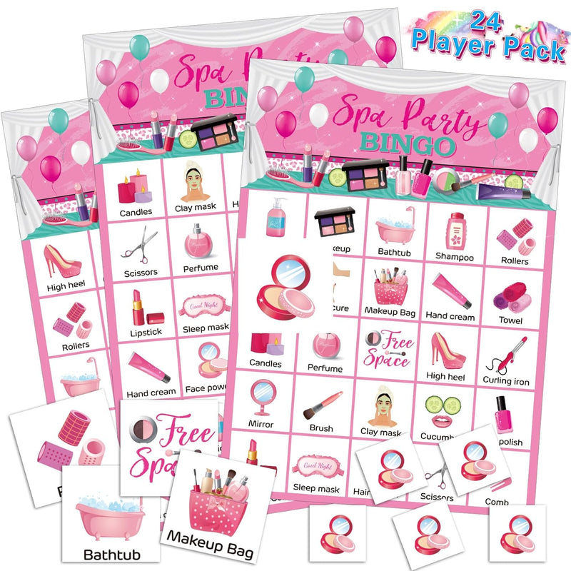 35 Pcs Spa Party Bingo Game 24 Players Girls Makeup Party Bingo Cards Beaut
