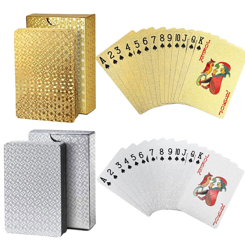 2 Decks Of Playing Cards, 24K Foil Waterproof Playing Cards & Flexible Poke