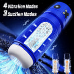 Sex Toys For Men Male Masturbator - Male Sex Toy Penis Pump With 3 Suctions & 4 Vibrations, Mens Sex Toys With 3D Sleeve, Hands Free Masturbators Blowjob Adult Toys, Silicone Shell Pocket Pussy(Blue)