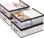 4pcs Clear Storage Boxes, 35L/9.5Gal, PVC Fabric, Zipper, for Clothes, Blankets, Bed Sheets, Closet Organizer