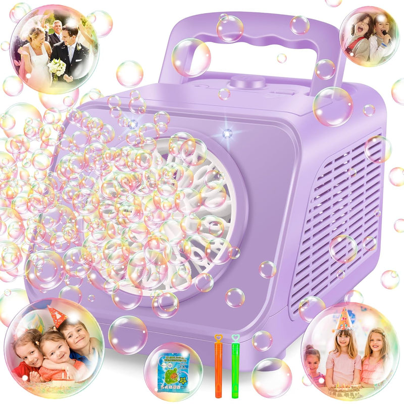 Upgraded Bubble Machine With 2 Speed Levels,Blow 20000+ Bubbles/Minute,Port