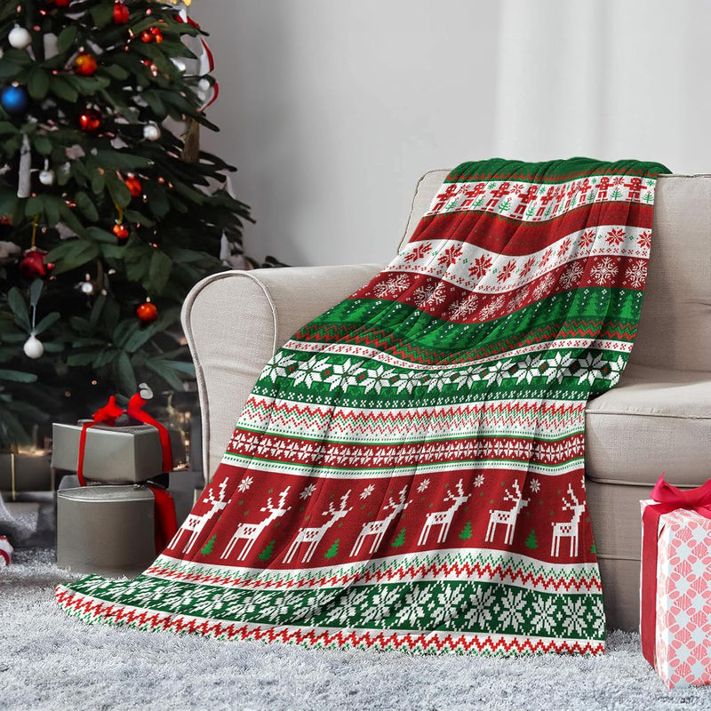 Christmas Blanket, Boho Christmas Blankets And Throws, Red And Green Christmas