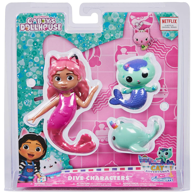 Swimways Gabby's Dollhouse Dive Characters 3-Pack, Swimming Pool Accessorie