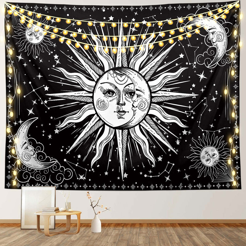 Sun Tapestry Sun And Moon Tapestry Black And White Tapestry Wall Hanging Sun T