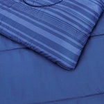 7-Piece Lightweight Microfiber Bed-In-A-Bag Comforter Bedding Set - Full/Queen, Royal Blue Calvin Stripe