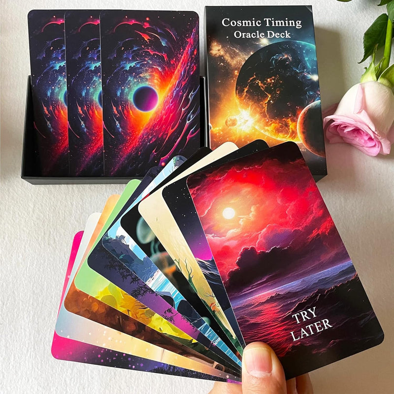 Time Oracle Cards Deck, Cosmic Timing Oracle Cards, Oracle Cards For Beginn
