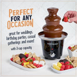 3 Tier Electric Chocolate Fondue Fountain Machine for Parties - Melts Cheese, Queso, Candy, and Liqueur - Dip Strawberries, Apple Wedges, Vegetables, and More - 24-Ounce - Black, Small