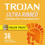 Ultra Ribbed Condoms for Enhanced Stimulation, 36 Count, 1 Pack