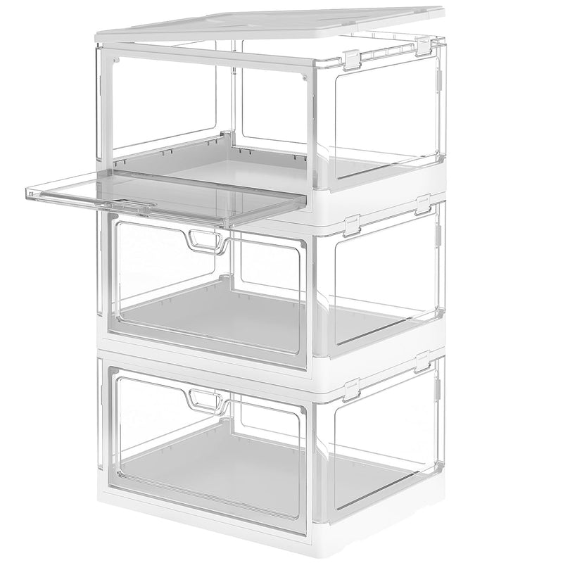 Clear Storage Bin With Lid 3 Pack Stackable & Sturdyplastic Bins For Storage, Mu