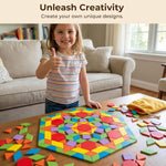 209-Piece Wooden Pattern Blocks Set for Kids with Design Cards