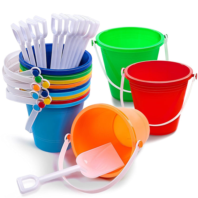 Sloosh 12 Sets Sand Buckets with Shovels for Kids Beach Pails Toys Party Fa
