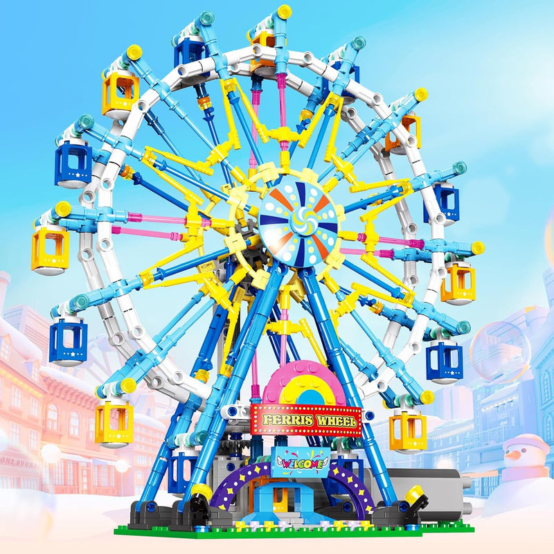 2024 Newly Upgrade Ferris Wheel Building Set With Fairy Light, Two Way Rota