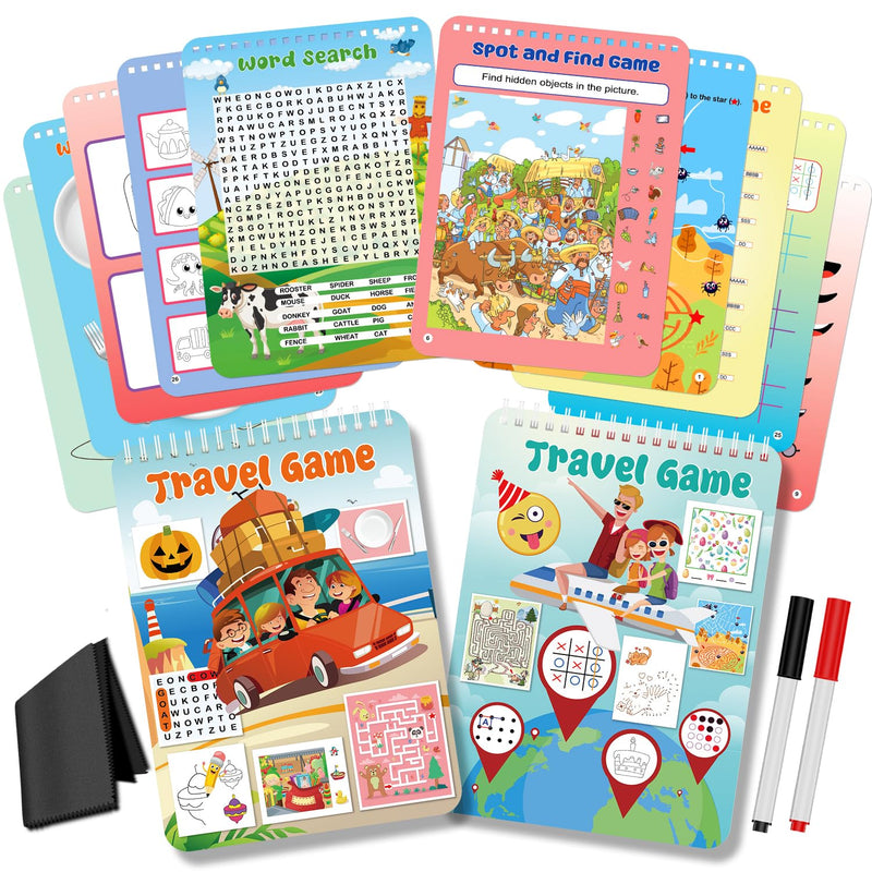 2 Pack Reusable Activity Game For Kids Ages 4 8, 8 12,Travel Games Include
