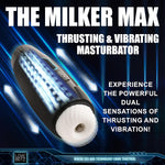 The Milker Max 14X Thrusting & Vibrating Masturbator For Men & Couples. Stretchy, Soft, Textured, Removable Sleeve And Firm Case. Rechargeable With 3 Speeds And 4 Patterns. 1 Piece, Black.