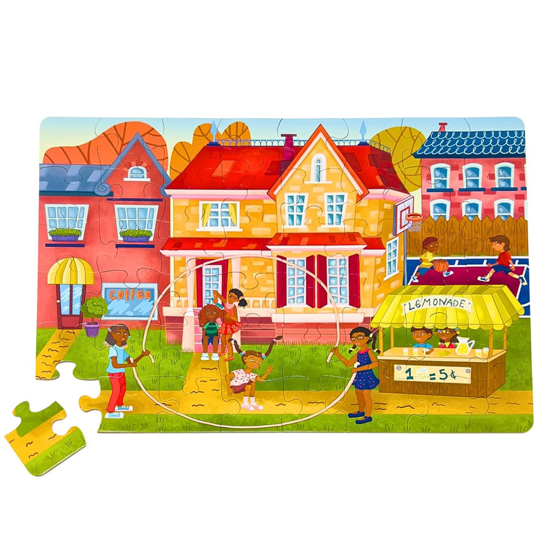 Fun Outside 48 Piece Floor Puzzle, Multicultural Beginner Jigsaw Puzzle With A