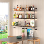 3 Tier Industrial Pipe Shelf Rustic Wood Floating Shelves,Wall Display Bookshelf,Storage Rack Sundries Holder for Kitchen Office Bathroom Organization and Home Decor (24inch)