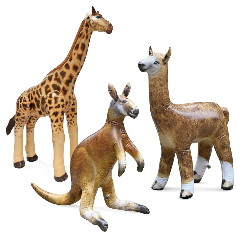 Inflatable Kangaroo Giraffe Alpaca3 Pack Safari Animals, Education, Decoration