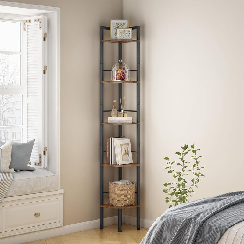 Corner Shelf Stand 5 Tier 66.5" Industrial Corner Ladder Shelves, Multipurpose