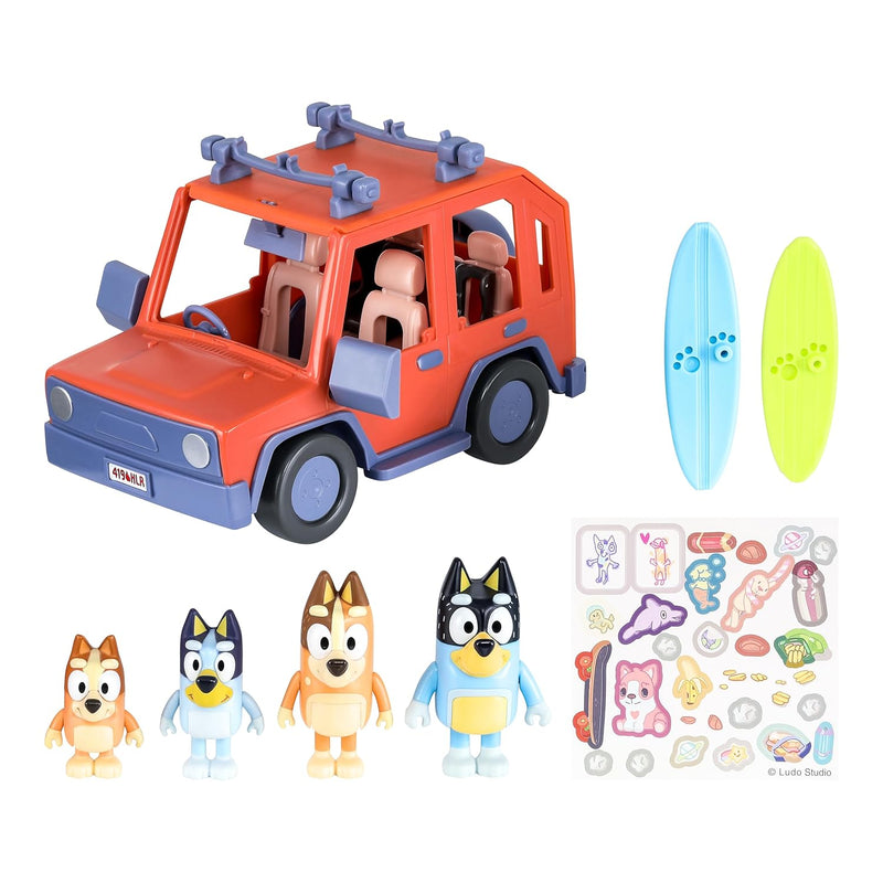 Heeler Family 4Wd Vehicle And 4 Figure Pack, 2.5 3 Inch Figures, 2 Surfboar