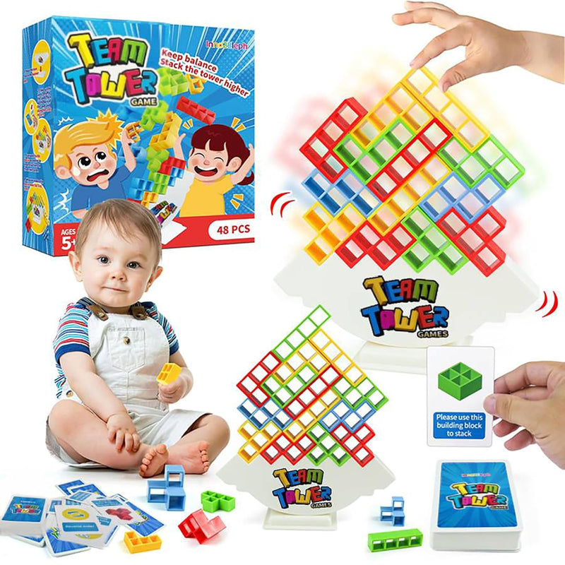 48 Pcs Tower Balance Stacking Game For Kids And Adults, Balanced Board Games F