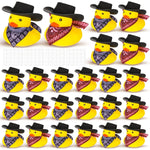 Set of 24 Cowboy Rubber Duck with Hat and Scarf, Mini Rubber Duckies Bath P