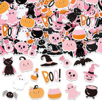 500 Pcs Pink Halloween Foam Stickers, 15 Ghost & Pumpkin Designs for DIY Crafts
