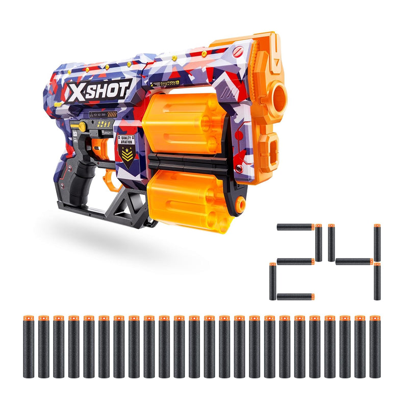 X-Shot Skins Dread Blaster with 24 Darts - Malice Skin by ZURU, Double Rota
