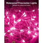Fairy Lights Battery Operated, Twinkle String Lights Waterproof Silver Wire 5 Feet 60 Led Firecracker Starry Lights For Diy Wreath Home Wedding Party Bedroom Mason Jar Holiday Christmas, Pink