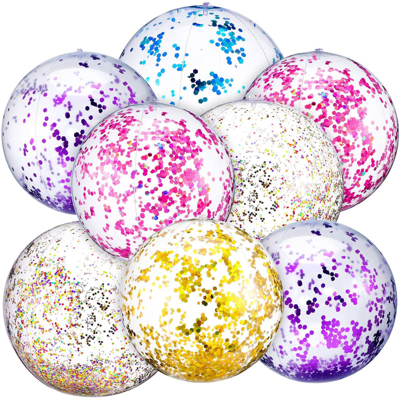 Chivao 10 Pcs Inflateable Glitter Beach Balls, 24 Inch and 16 Inch Jumbo Po