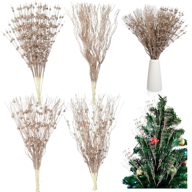 36 Pcs 17'' 15'' Christmas Artificial Glitter Berry Stems 4 Styles Christmas D