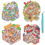 DIY 3D House Sticker Book Reusable Craft Kit for Teens and Adults