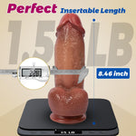 8.4" Realistic Movable Foreskin Dildo with Suction Cup, Strap-On Compatible