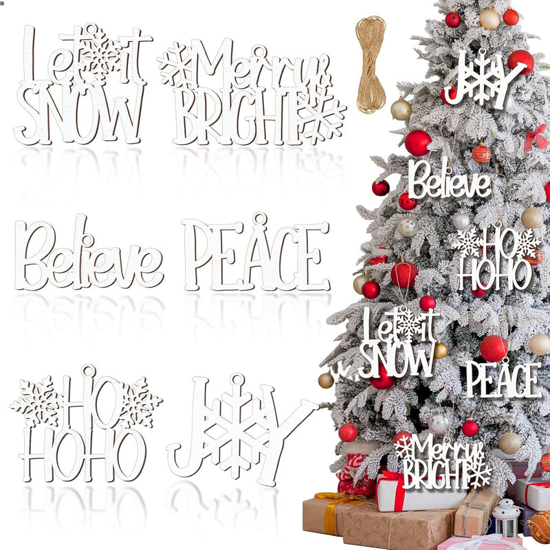 6 Pieces Christmas Wall Decor Xmas Hanging Believe Sign Winter Wooden Words Fo