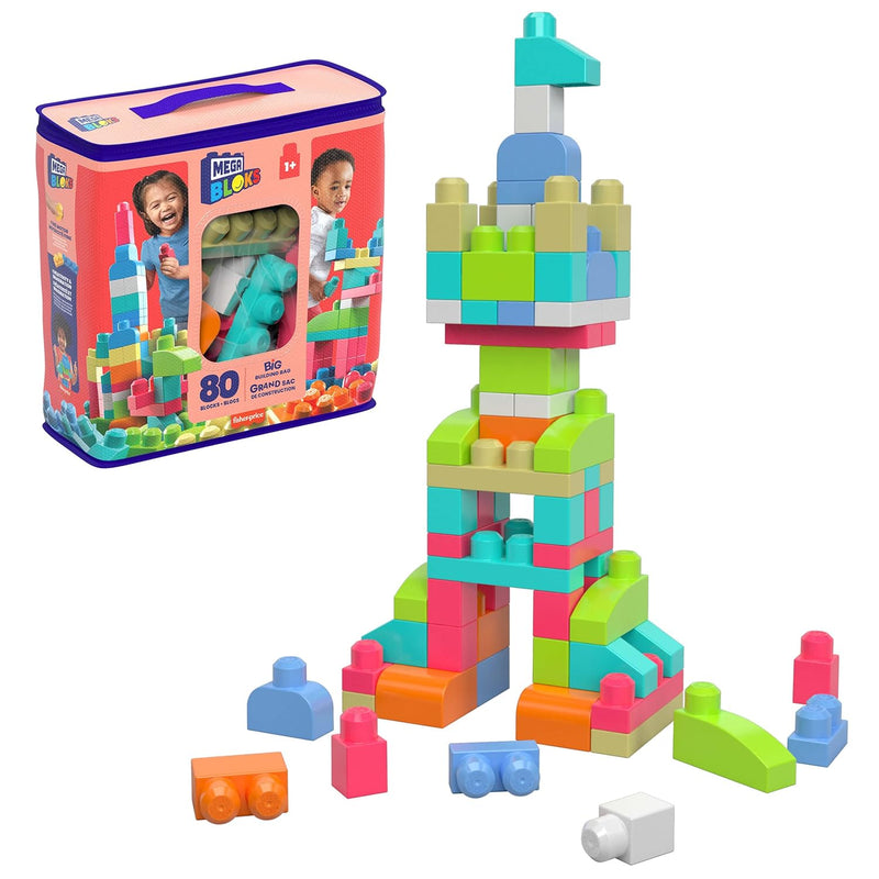 Bloks First Builders Toddler Blocks Toys Set, Big Building Bag With 80 Piec