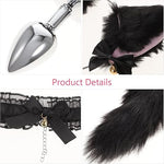 Abaodam Fox Animal Costume Set: Furry Ears Headband, Tail Plug, and Neck Choker for Women