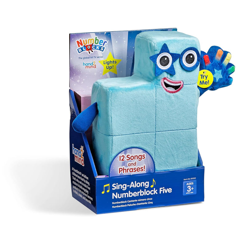 hand2mind Sing-Along Numberblock Five, Music Toys, Light Up Plush Toy, Plus