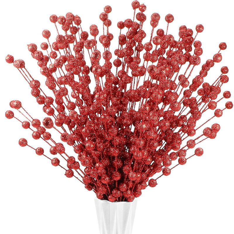 200 Pieces Christmas Berries Artificial Stems Christmas Tree Decorations Fake