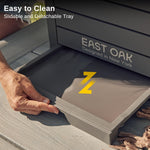 31 Gallon Outdoor Trash Can, Waterproof Resin Garbage Can with Tiered Lid and Drip Tray, Outside Trash Bin for Patio, Kitchen, Backyard, Deck, Gray