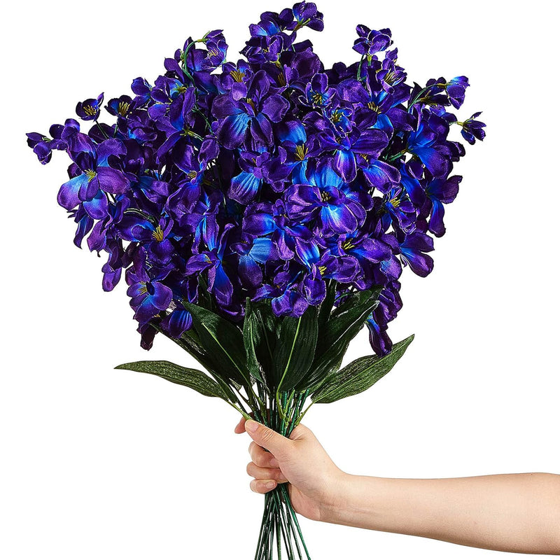 27 Inches Artificial Purple Blue Orchid Faux Flowers Purple Orchids Silk Flowe